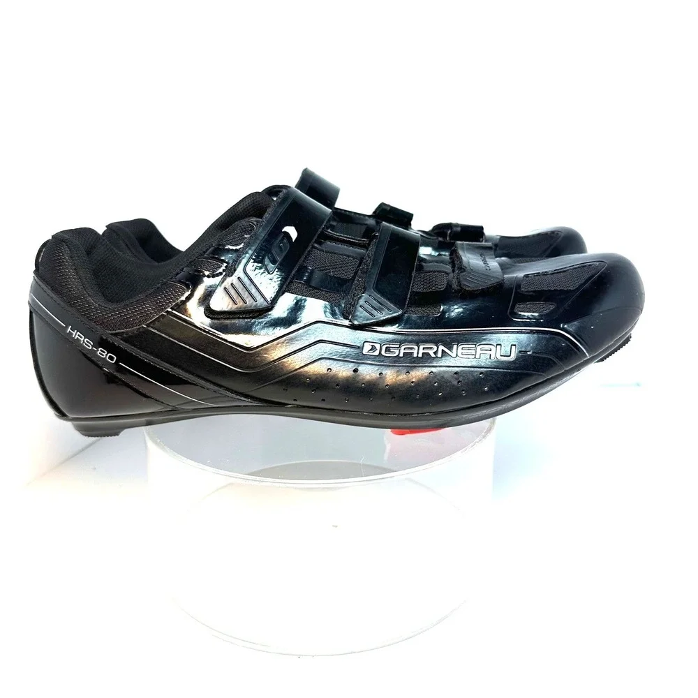 Louis Garneau Chrome Men Black Road Cycling Shoes HRS-80 Triple Strap Sz 14-14.5